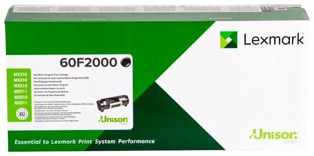Tonerpatron sort - Lexmark 60F2000, original, 2.500 sider billede
