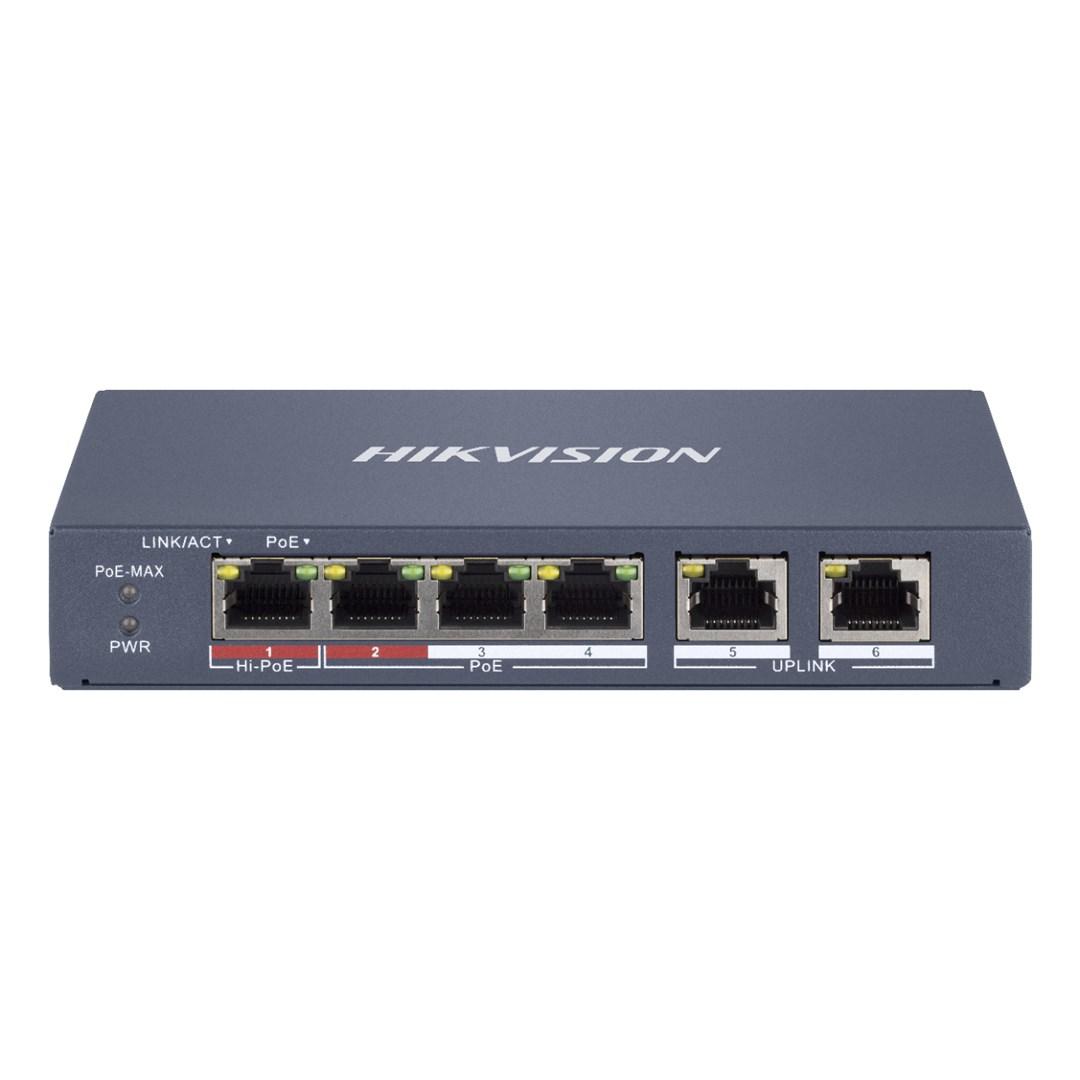 Netværksswitch Hikvision DS-3E1106HP-EI – Managed Fast Ethernet PoE, grå