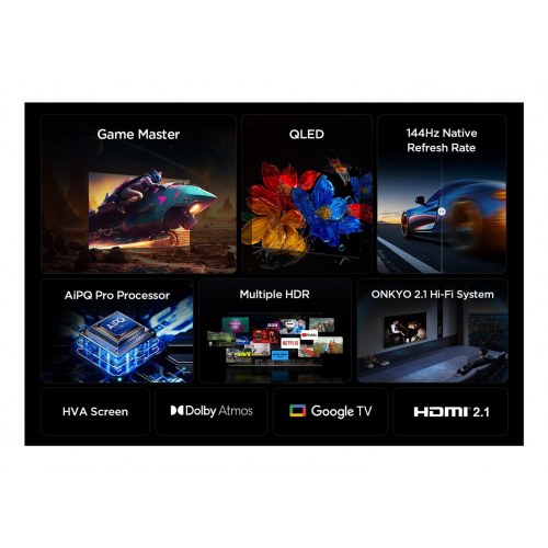 4K QLED TV TCL P89K 98" med Google TV og 144 Hz