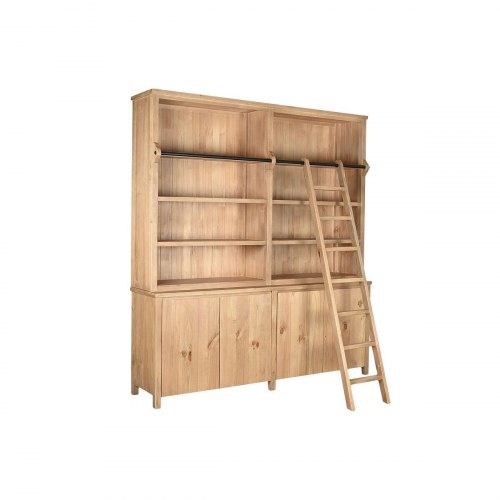 Bogreol med skab - brun, 200 × 45 × 220 cm