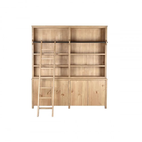 Bogreol med skab - brun, 200 × 45 × 220 cm