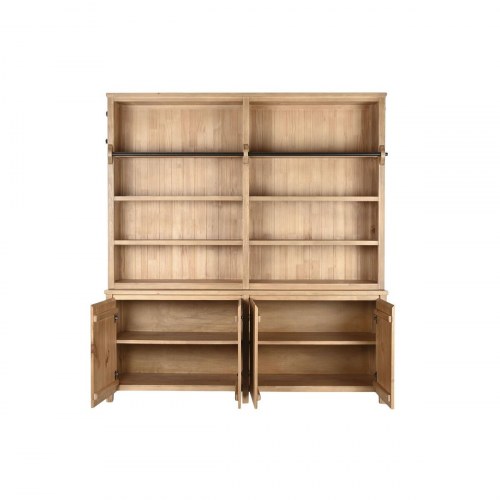 Bogreol med skab - brun, 200 × 45 × 220 cm