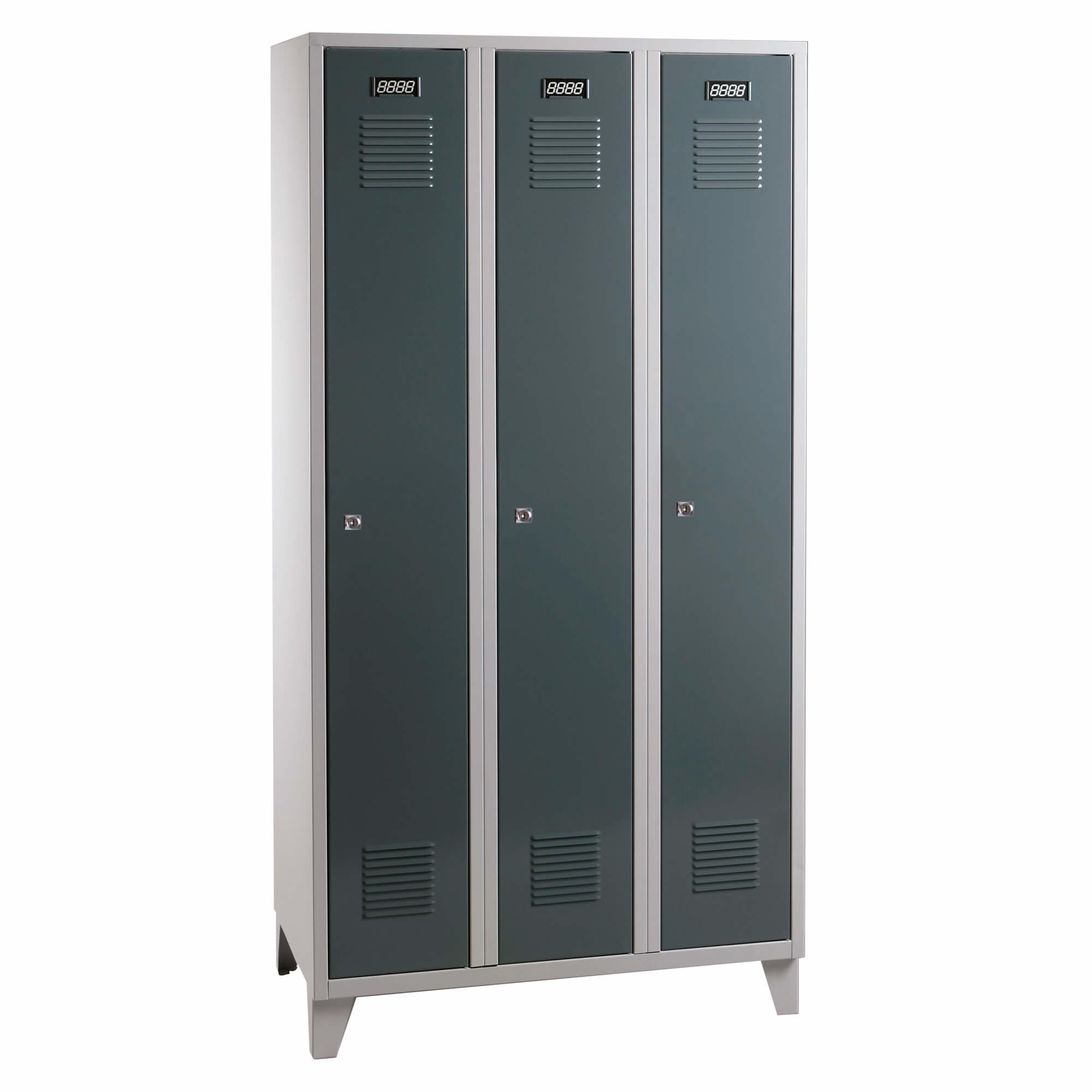 Omklædningsskab Med 3 Rum Unicabin Mørkegrå