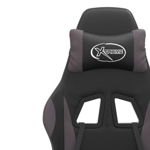 Drejelig gamingstol i kunstlæder - sort og grå, højde- og ryglænsjusterbar