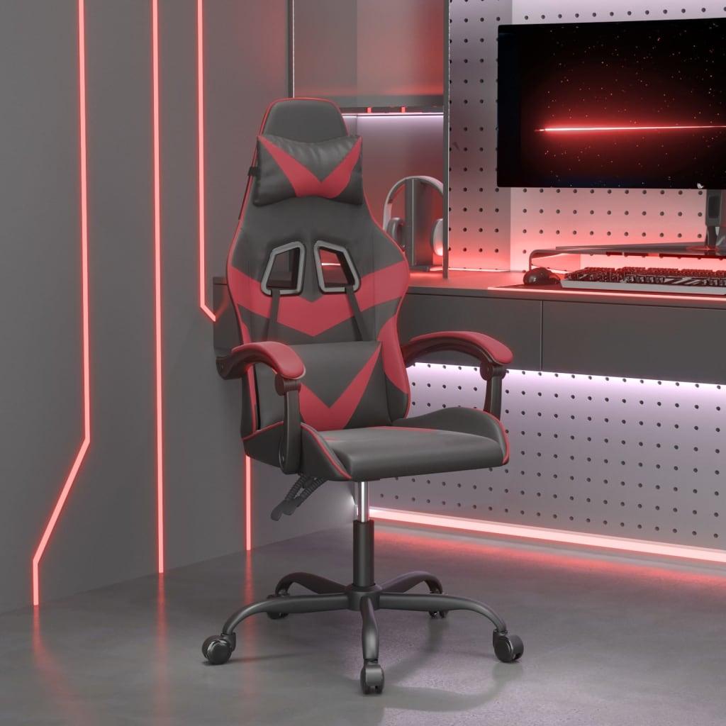 Drejelig gamingstol kunstlÃ¦der sort og vinrÃ¸d