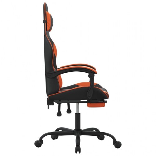 Gamingstol med fodstøtte i kunstlæder - sort/orange