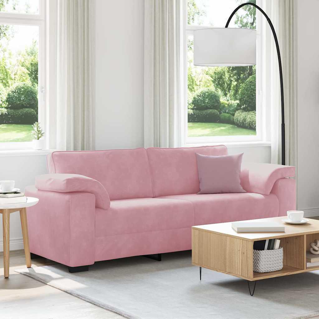 3 Personers Sofa 178 Cm Fløjl Lyserød