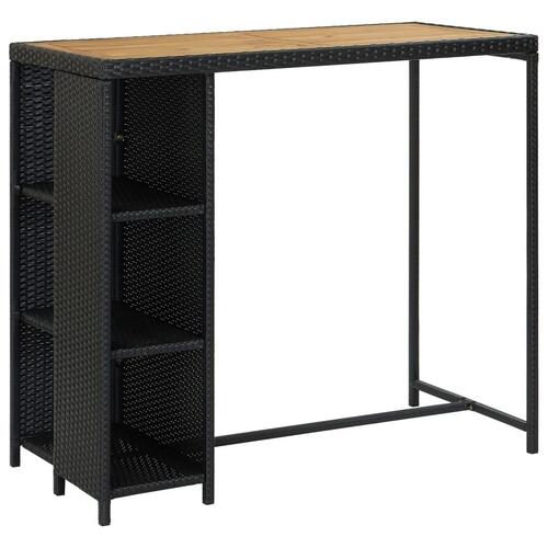 Havebarsæt 5 dele med hynder polyrattan sort