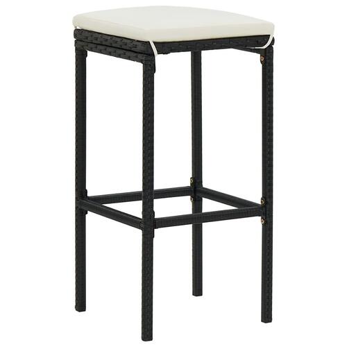 Havebarsæt 5 dele med hynder polyrattan sort