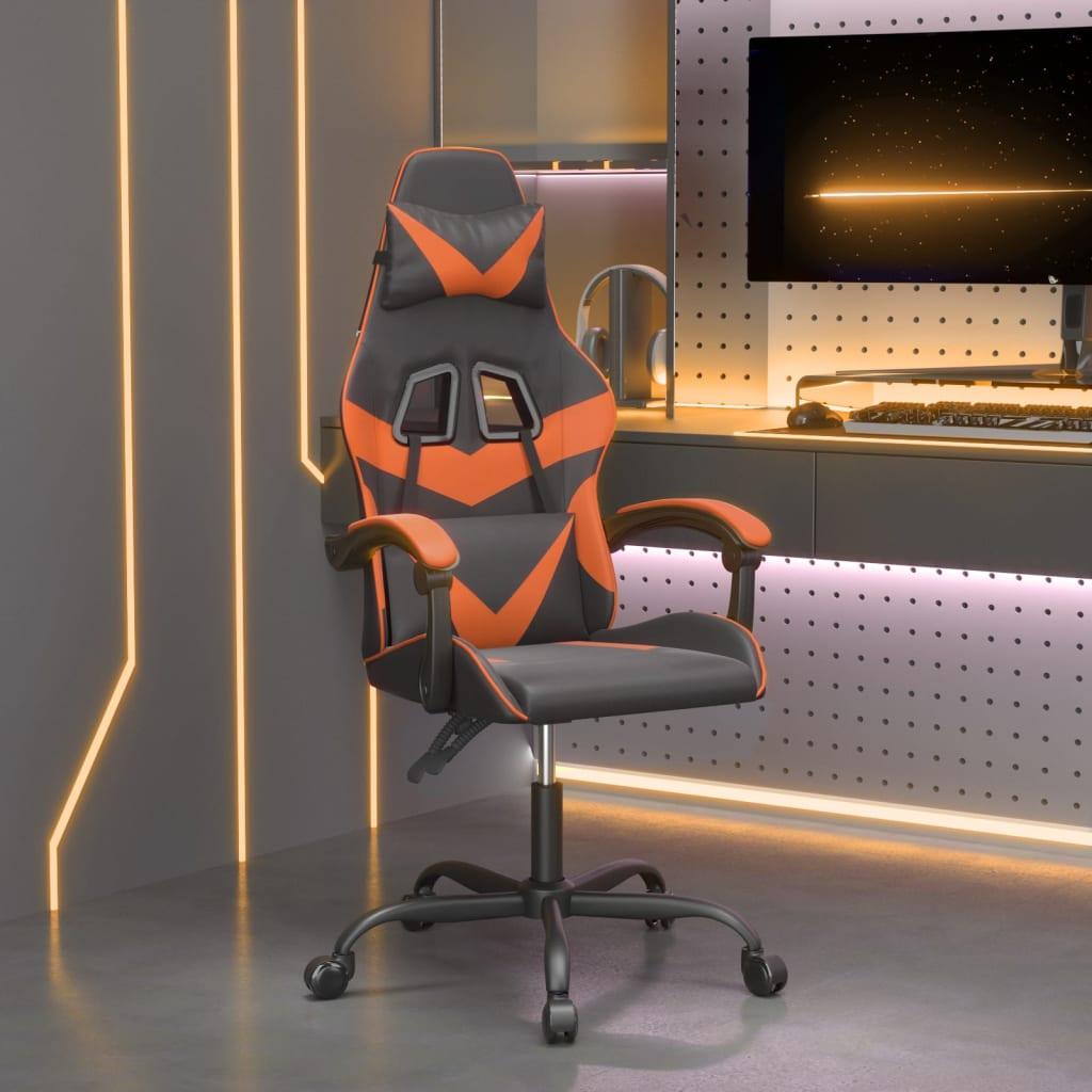 Drejelig Gamingstol Kunstlæder - Sort og orange