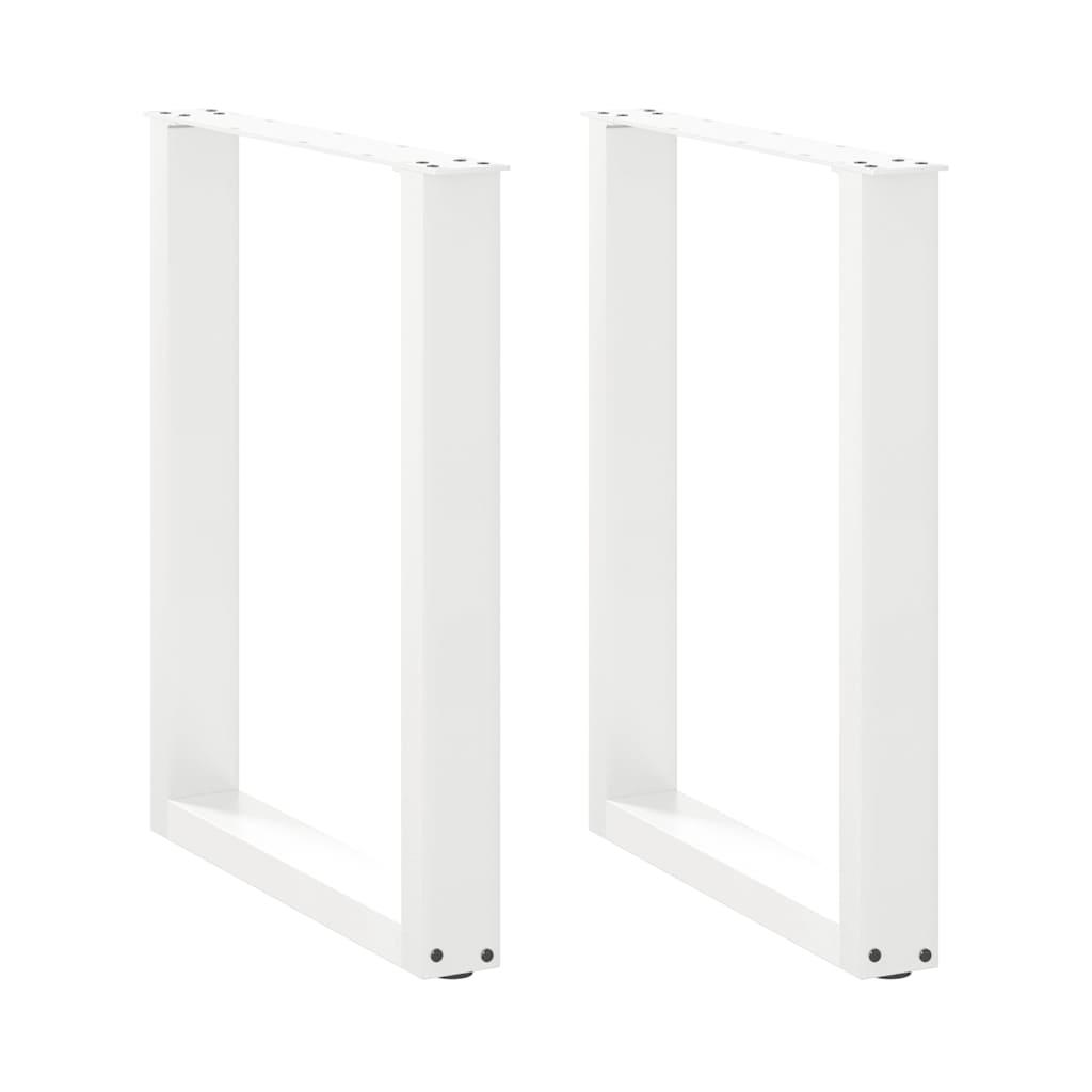 Spisebordsben U-form - 2 stk. hvid stål 70 x (72-73) cm