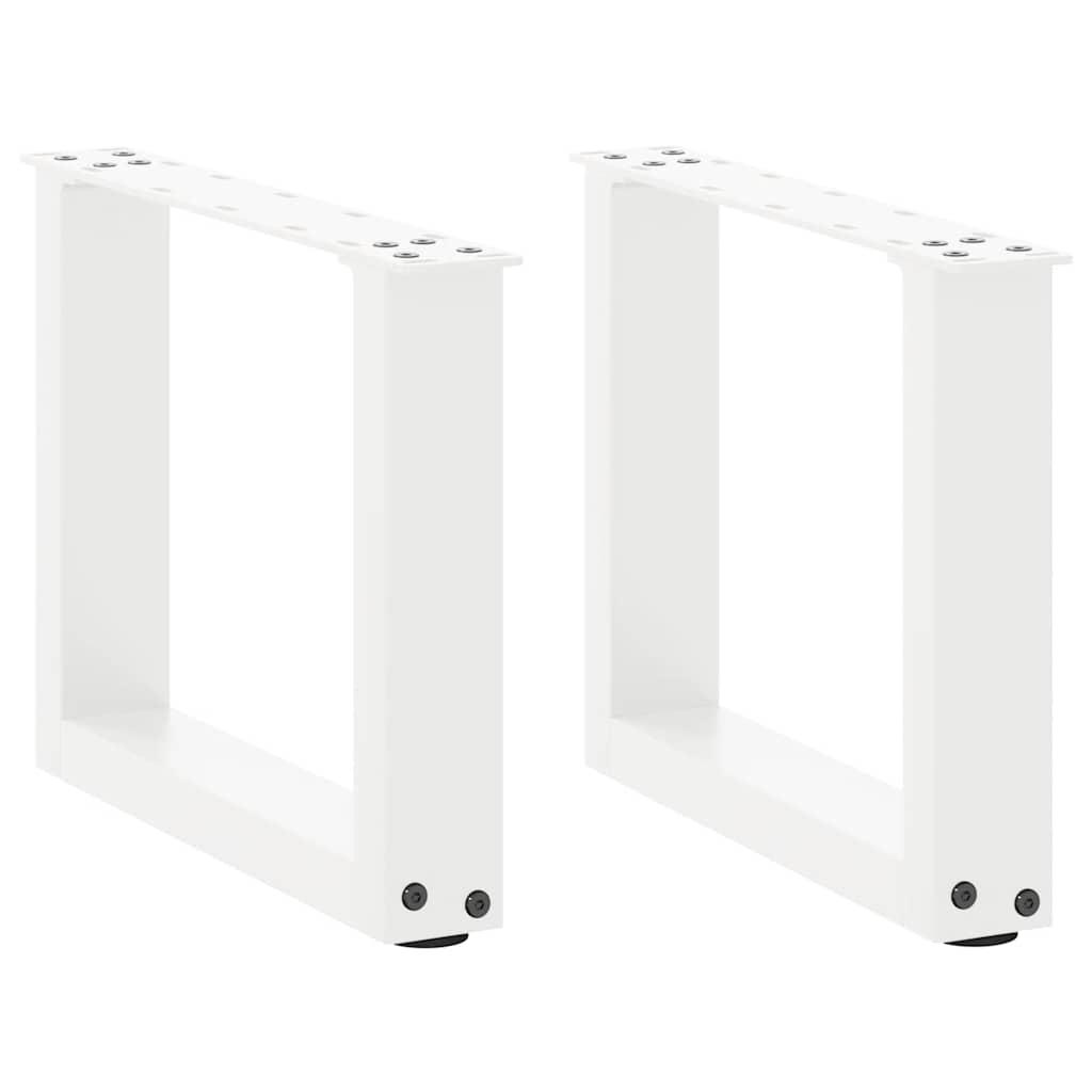 Sofabordsben U-formet 2 stk. hvid 30x(30-31) cm stål