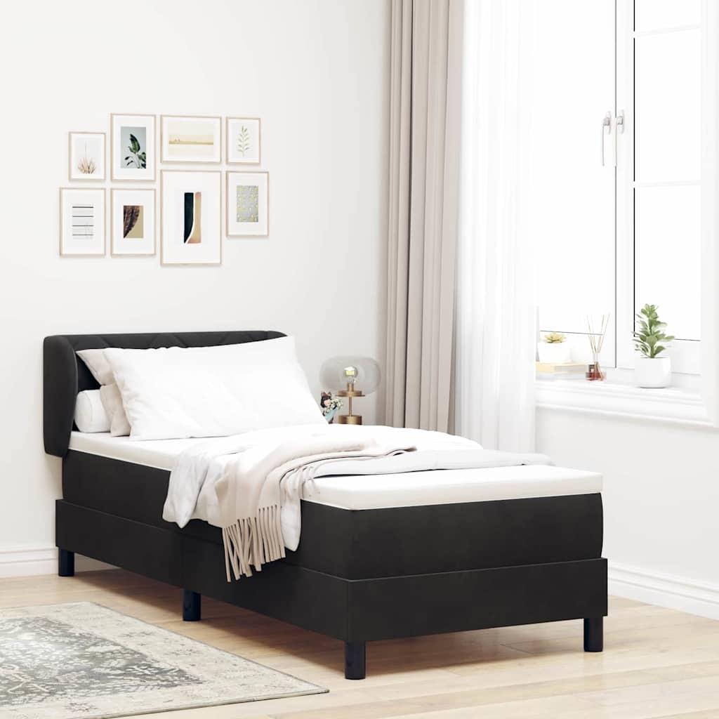 Box Spring-seng Med Madras Mørkegrå 80x200 Cm Fløjl Lysegrå - Sort / 80 x 200 cm / Diamant blokke design