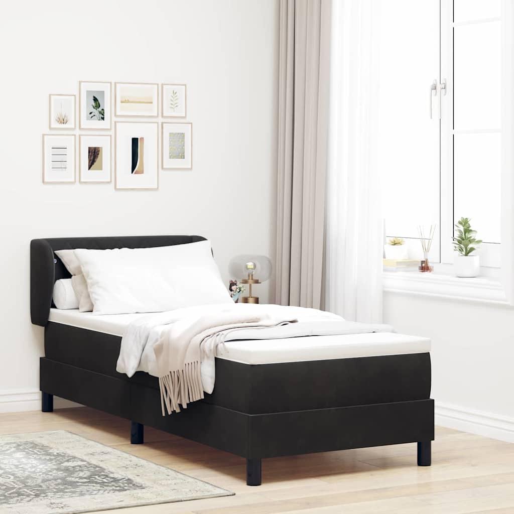 Box Spring-seng Med Madras Mørkegrå 80x200 Cm Fløjl Lysegrå - Sort / 80 x 200 cm / Krystal knap tufted