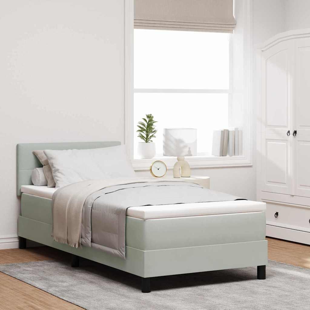 vidaXL LED Box Spring Bed med hovedgærde Lysegrå 80 x 200 cm Fløjl
