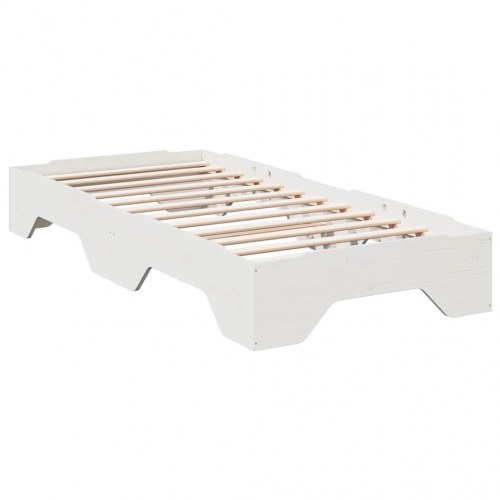 Sengeramme uden madras stabelbar 100x200 cm massivt træ hvid