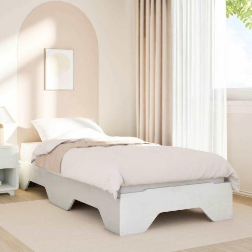 Sengeramme uden madras stabelbar 100x200 cm massivt træ hvid