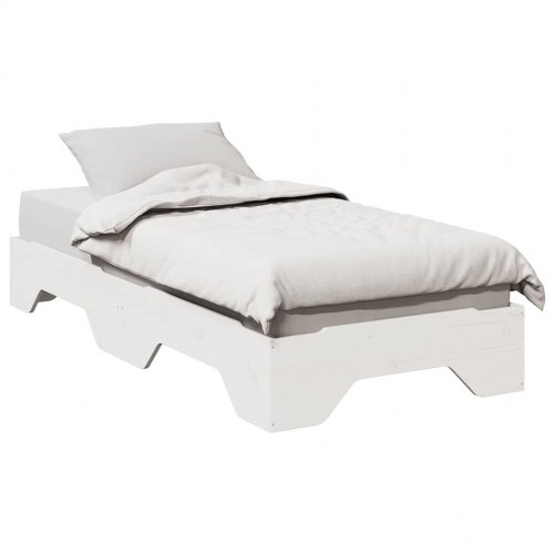Sengeramme uden madras stabelbar 100x200 cm massivt træ hvid