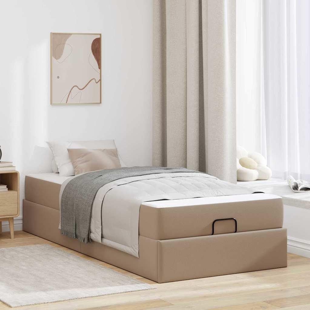 vidaXL Sengeramme med madras Andet 2 stk. Gyldenbrun PVC