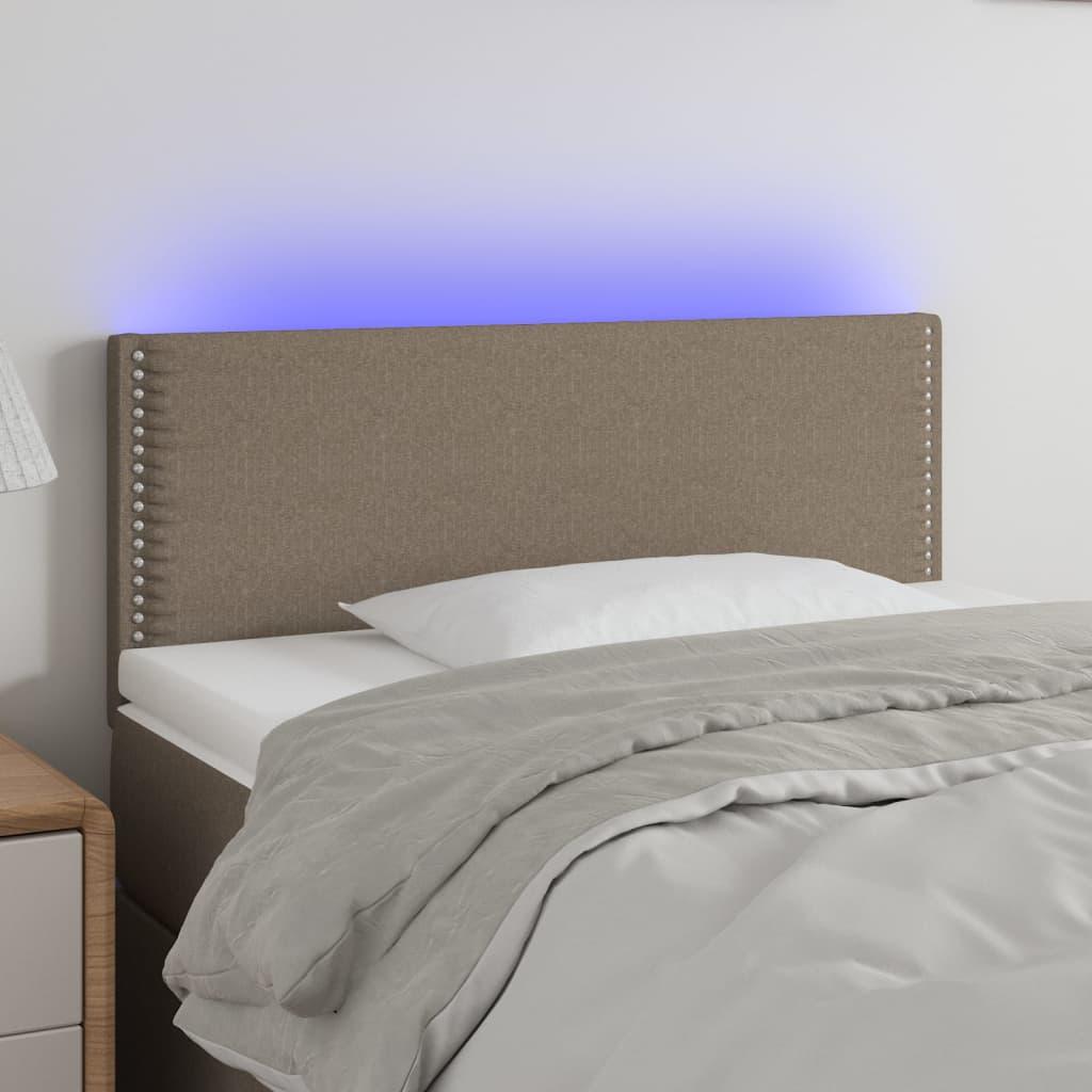 Sengegavl med LED-lys 80x5x78/88 cm stof gråbrun