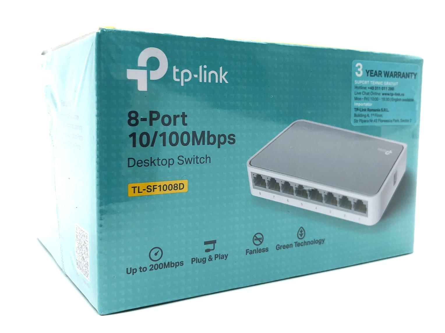 Netværksswitch TP-Link TL-SF1008D – 8 porte 10/100 Mbps desktop