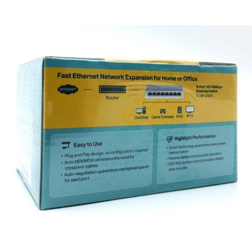 Netværksswitch TP-Link TL-SF1008D – 8 porte 10/100 Mbps desktop