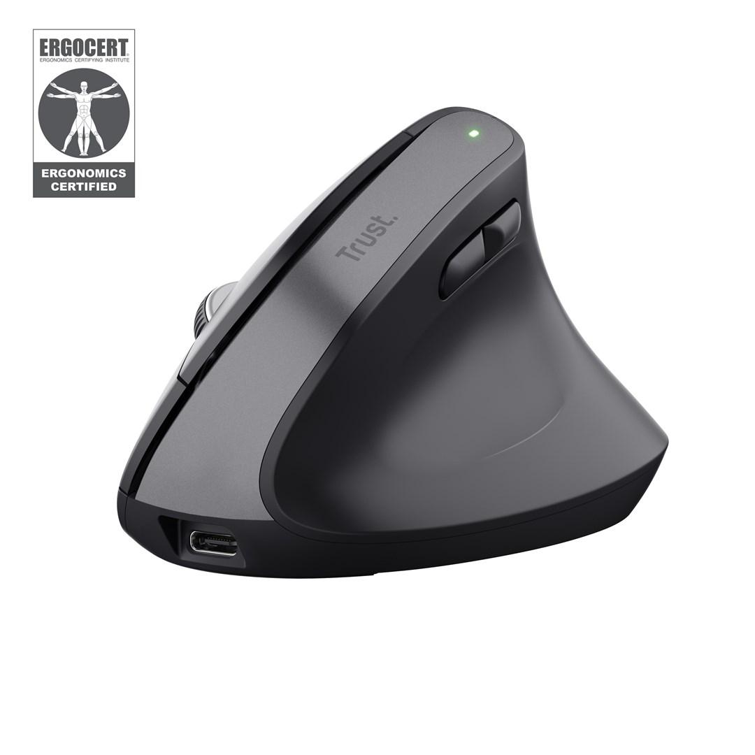Ergonomisk vertikal mus - Trust Bayo+ trådløs 2400 DPI billede