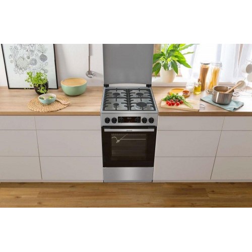 Gaskomfur med el-ovn – Gorenje GKS5C71XF, 50 cm, sølv