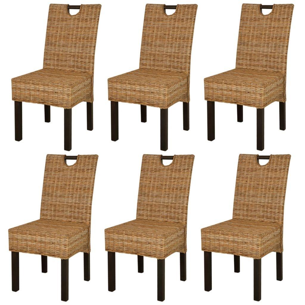 Spisebordsstole 6 stk. Kubu-rattan mangotræ
