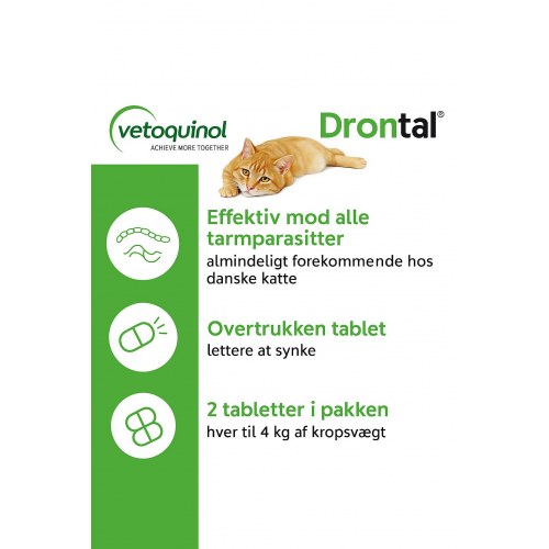 Ormekur til kat – Vetoquinol Drontal tabletter, 2 stk.