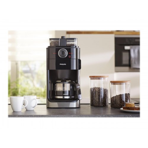 Kaffemaskine med kværn Philips Grind & Brew HD7769 – metal/sort