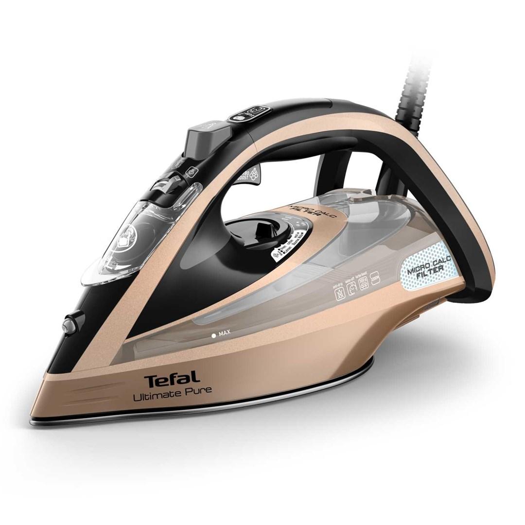 Dampsstrygejern Tefal Ultimate Pure FV9852 - 3.200 W, Durilium AirGlide Autoclean, sort/kobber