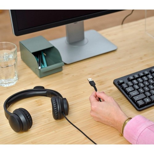 USB headset med mikrofon - Trust HS-201, kablet, sort