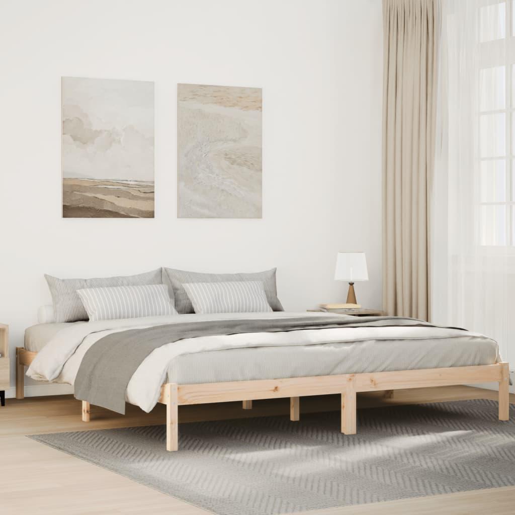 Ekstra lang sengeramme uden madras 200x210 cm massivt fyrretræ
