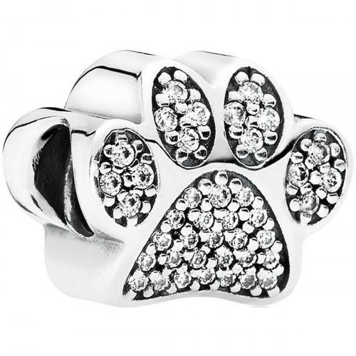 Pandora Sparkling Paw Print & Heart charm i sterlingsølv