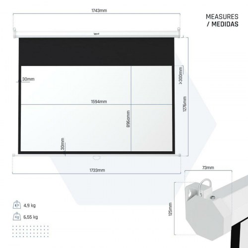 Projektorlærred 72" 16:9 - manuel autostop