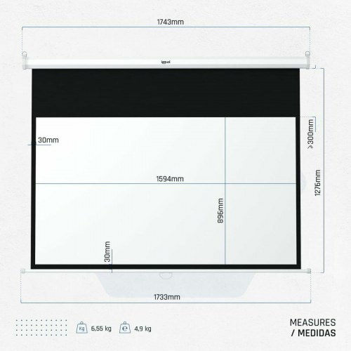Projektorlærred 72" 16:9 - manuel autostop