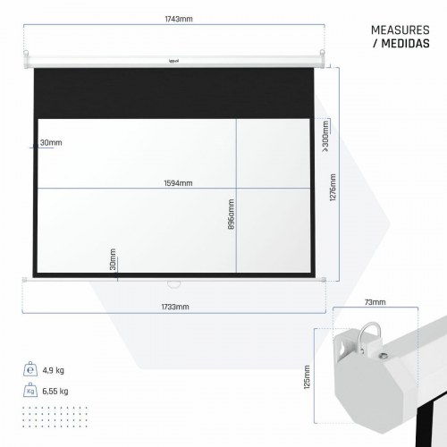 Projektorlærred 72" 16:9 - manuel autostop