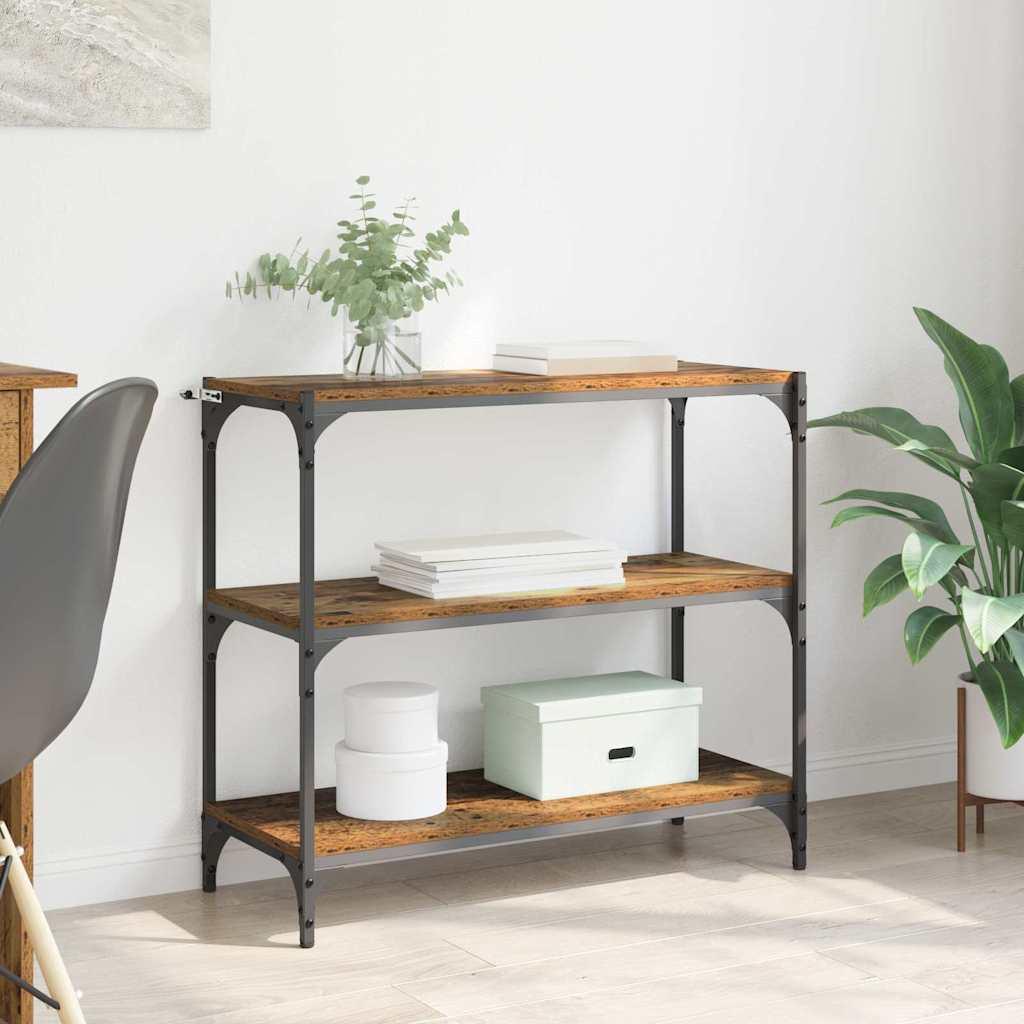 Bogreol i gammelt trælook - 80 × 33 × 70,5 cm, konstrueret træ og jern