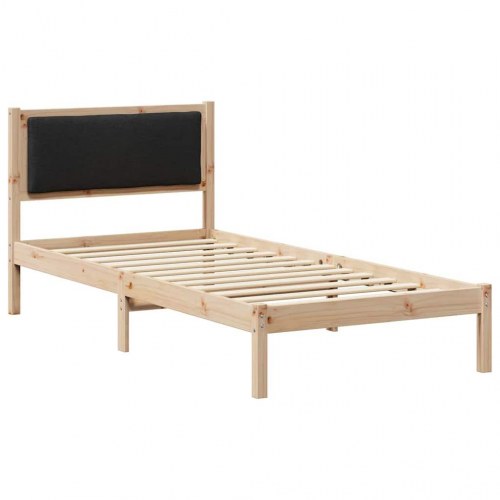 Sengestel med hovedgærde sort 90 x 190 cm i massivt fyrretræ