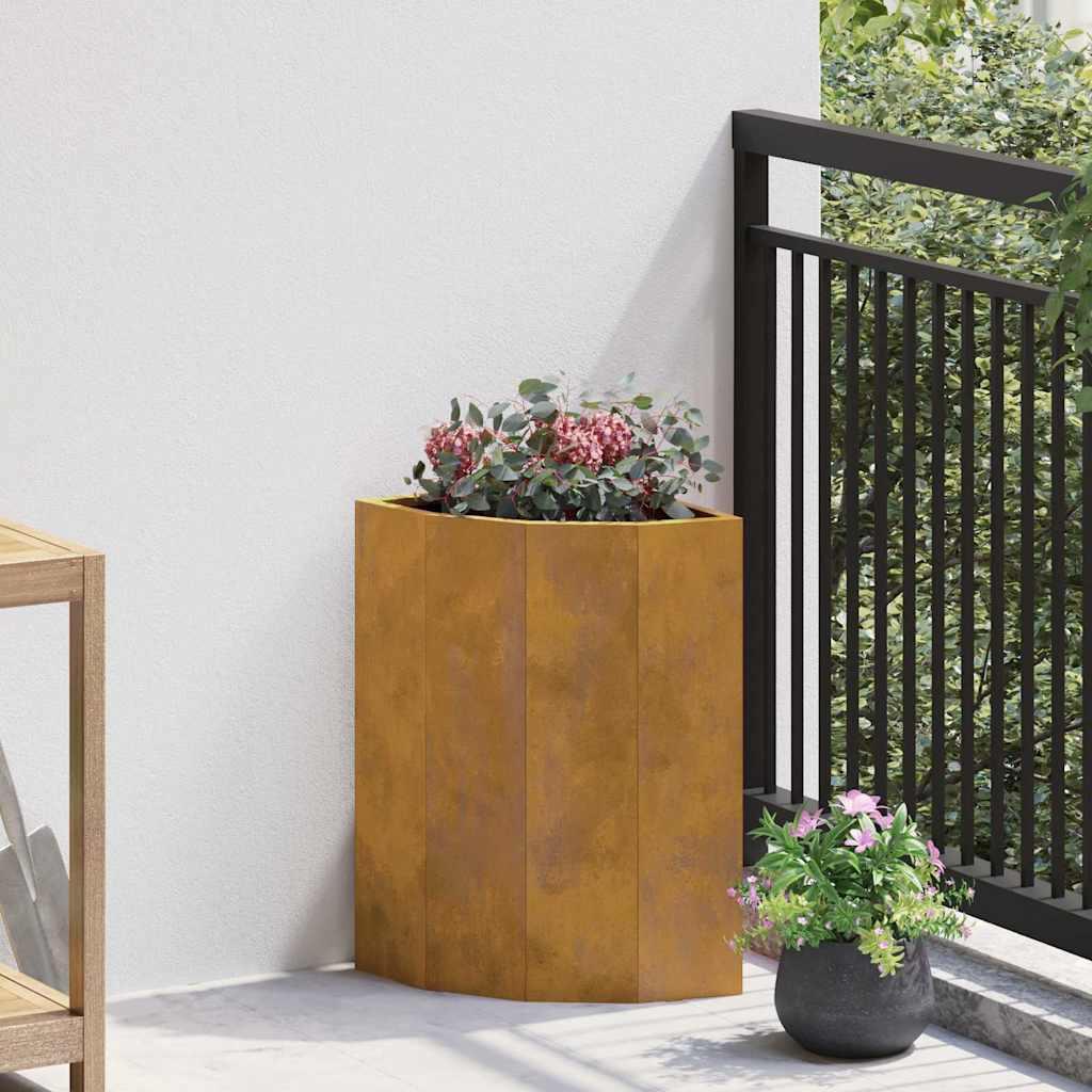 Hjørne Plantekasse Stål - Forvitret stål / 30 x 30 x 50 cm