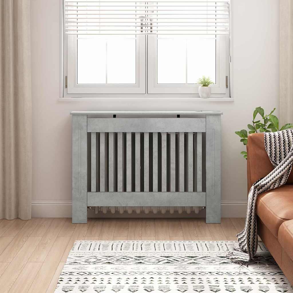 Radiatorcover Beton Grå 112 x 19 x 81,5 cm Konstrueret træ