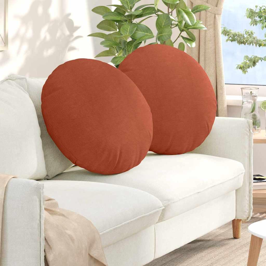 Sædepuder 2 stk Rød orange Ø 80 cm Velourstof