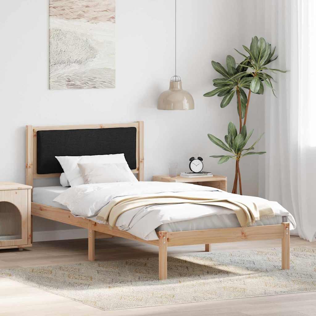 Sengestel med hovedgærde Sort 100 x 200 cm Massiv fyrretræ