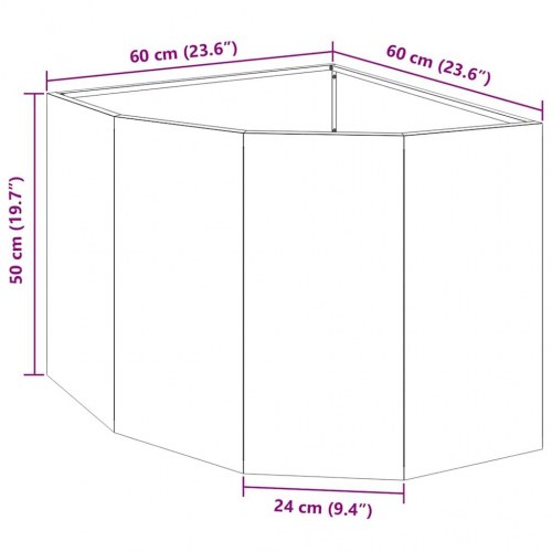 Hjørne Plantekasse Sort 60 x 60 x 50 cm Stål