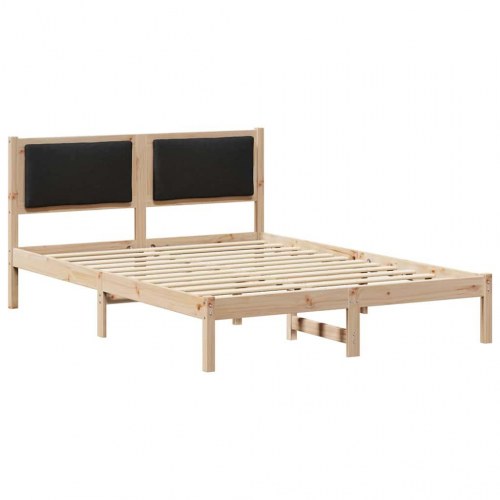 Sengestel med hovedgærde sort 140 x 190 cm - massiv fyr