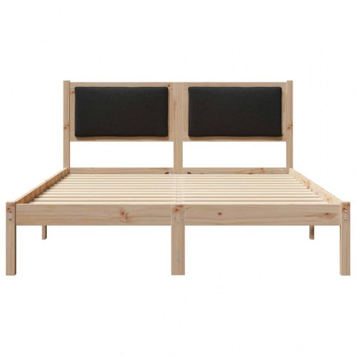 Sengestel med hovedgærde sort 140 x 190 cm - massiv fyr