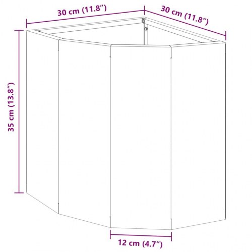 Hjørne Plantekasse Rusten 30 x 30 x 35 cm Forvitret stål