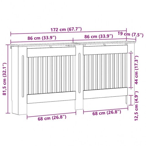Radiatorcover Artisan Egetræ 172 x 19 x 81,5 cm Konstrueret træ