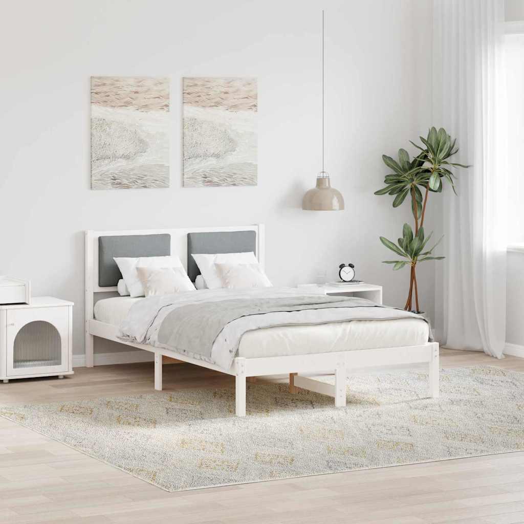 Sengestel med hovedgærde Lysegrå 120 x 200 cm Massiv fyrretræ